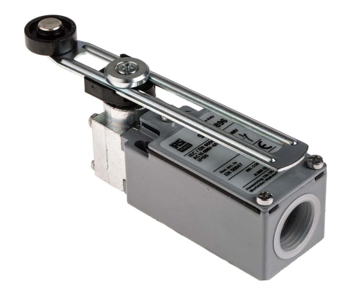Final de carrera con Palanca de rodillo ajustable RS PRO, DPST, NA/NC, 400V, 10A, IP66