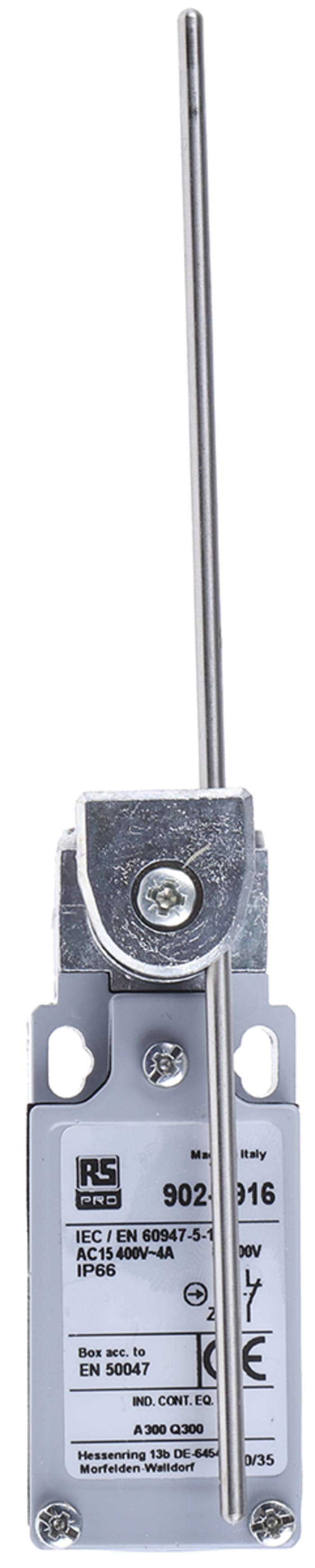 RS PRO Rod Limit Switch, NO/NC, IP66, DPST, Zinc Alloy Housing, 400V ac Max, 10A Max