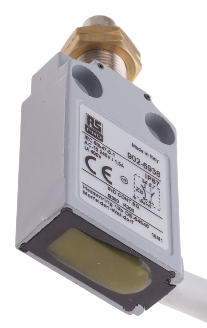 RS PRO Plunger Limit Switch, NO/NC, IP67, DPST, Die Cast Zinc Housing, 240V ac Max, 5A Max