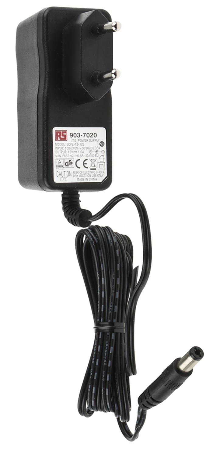 RS PRO 12W Plug In Power Supply 12V dc Output, 0 → 1A Output