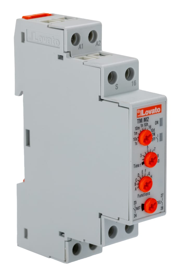 Lovato TM Series DIN Rail Mount Timer Relay, 12 → 240V ac/dc, 3-Contact, 0.1 s → 10days