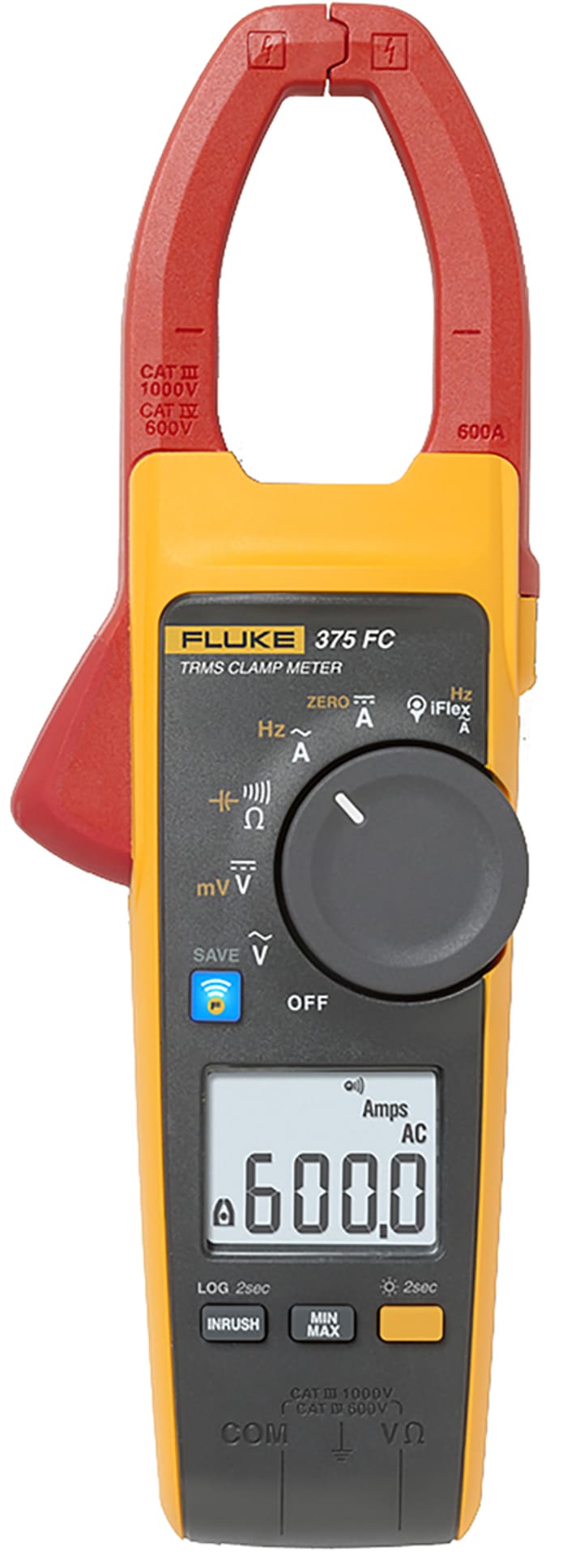 Fluke 375 FC Clamp Meter Bluetooth, 600A dc, Max Current 600A ac CAT III 1000V