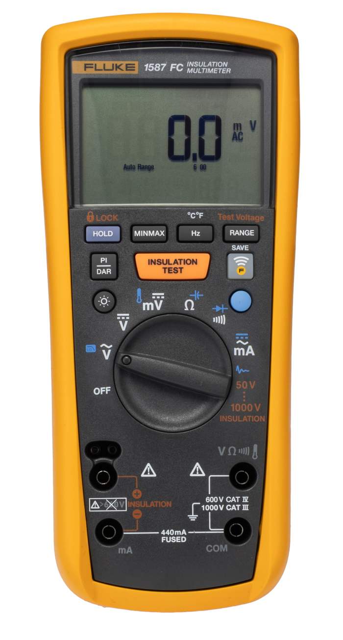 Fluke 1587 FC Insulation Tester, 50V Min, 1000V Max, 2GΩ Max, CAT III 1000V - RS Calibration