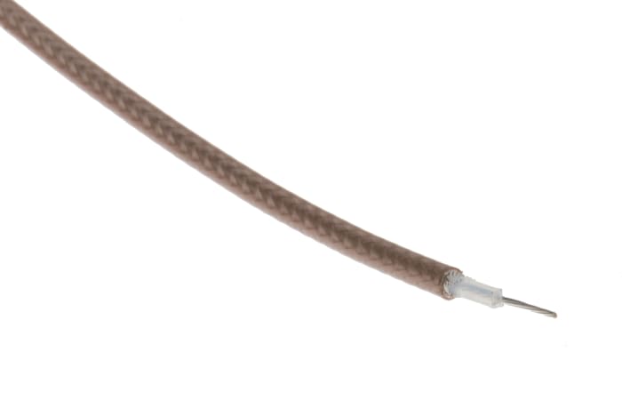 Cable coaxial RG316 RS PRO, 50 Ω, long. 100m, funda de Etileno Propileno Fluorado (FEP) Marrón