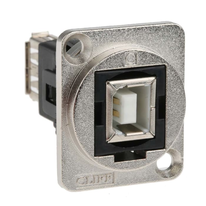 RS PRO Straight, Panel Mount, Socket to Socket- Dual Port Type B to A 2.0 USB Connector