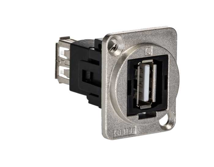 RS PRO Straight, Panel Mount, Socket- Dual Port Type A 2.0 USB Connector