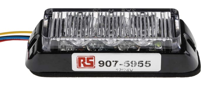 RS PRO RS PRO Amber Flashing Warning Light 12 V dc 24 V dc Surface Mount Wall Mount LED Bulb IP67 907 5955 RS Components