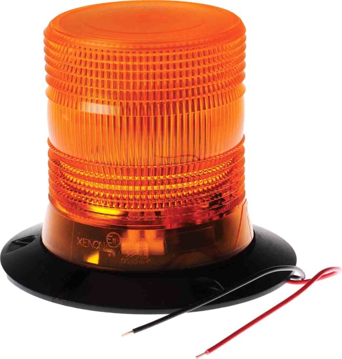 RS PRO Amber Flashing Beacon, 10 → 30 V dc, Surface Mount, Wall Mount, LED Bulb, IP56