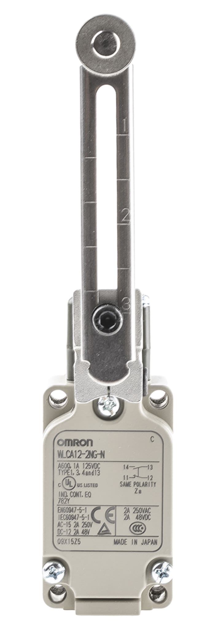 Omron WL Series Roller Lever Limit Switch, NO/NC, IP67, SPST, 500V ac Max, 10A Max