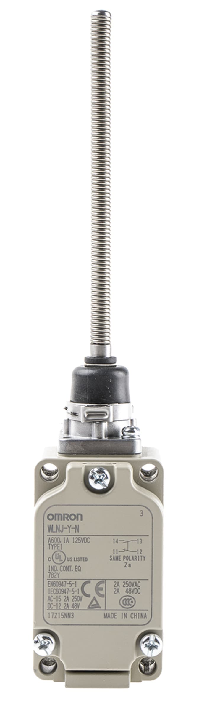 Omron WL Series Coil Spring Limit Switch, NO/NC, IP67, SPST, 500V ac Max, 10A Max