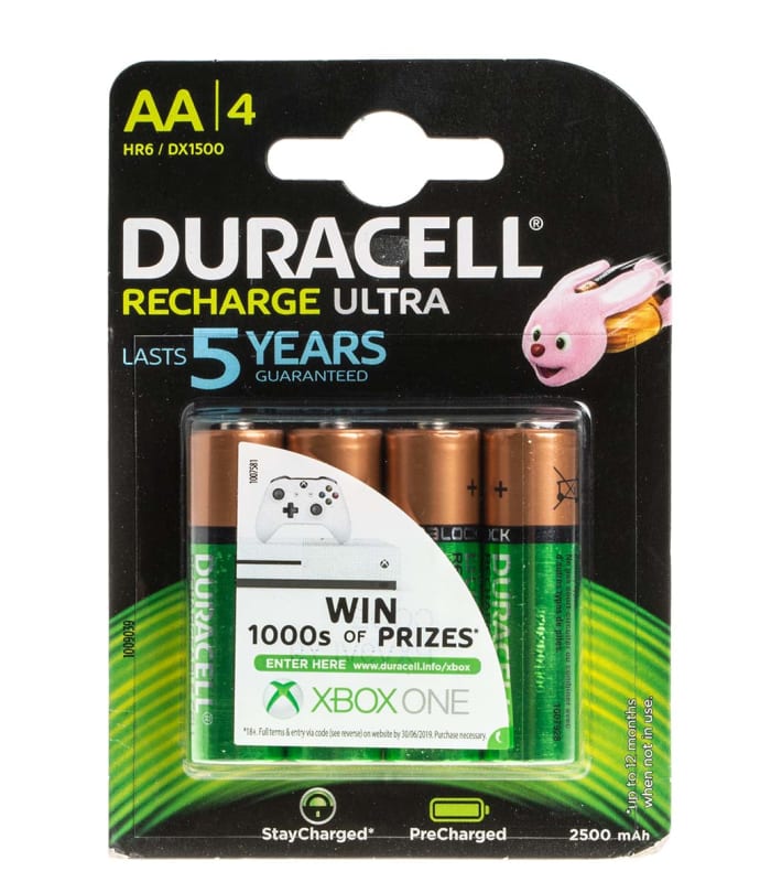 Duracell Recharge Ultra AA NiMH Rechargeable AA Batteries 2.4Ah 1.2V Pack of 4