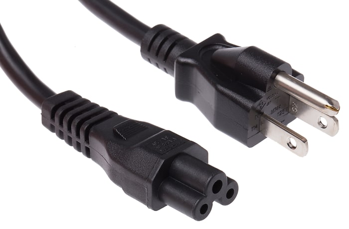 RS PRO IEC C5 Socket to Type B Japanese Plug Power Cord, 2m