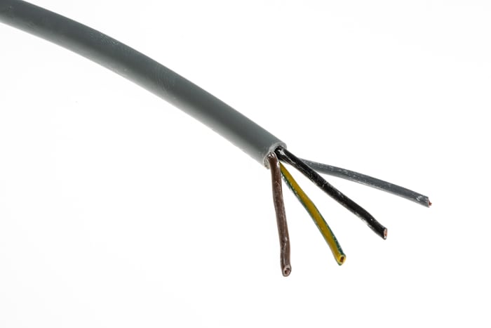 AXINDUS H05VVF, H05VVF, 50m 4 Core, Grey PVC Power Cable +70°C