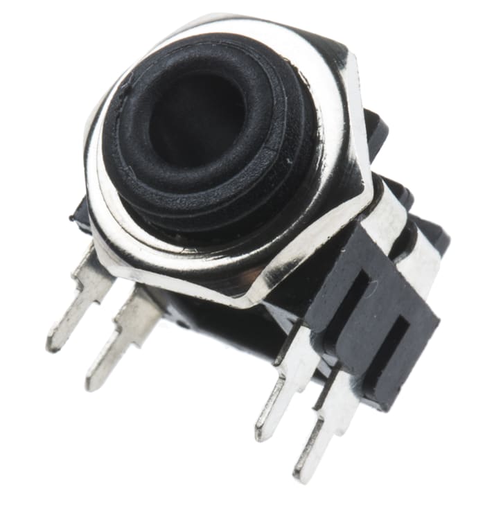 Konektor jack, Mono, Montáž na plošný spoj, 3,5 mm barva Černá, Samice, orientace těla: Pravý úhel, Mono, Pájení,