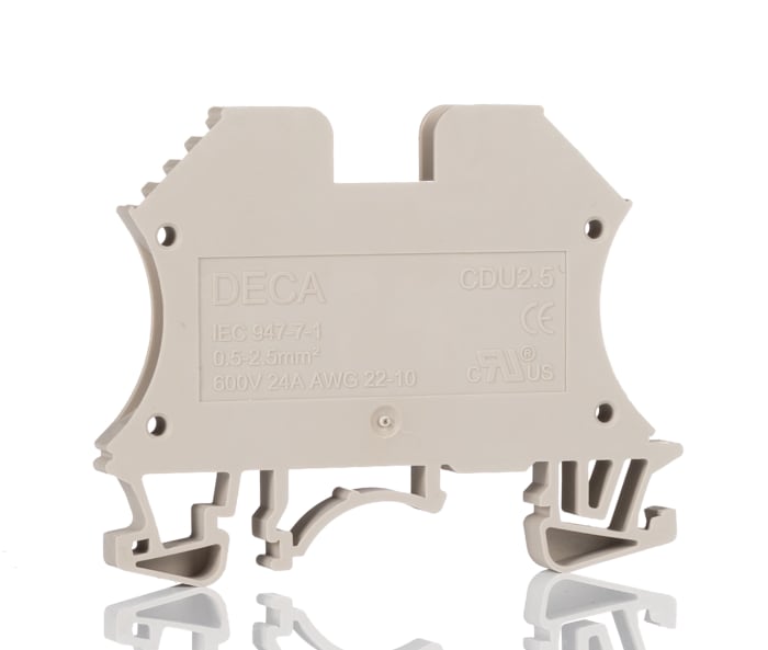 Borne para carril DIN, Beige, Terminación Atornillado