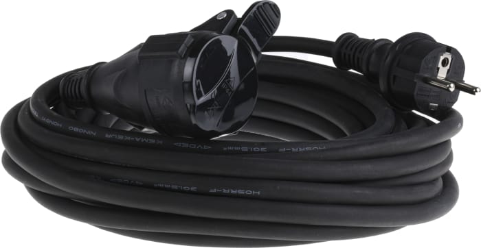 RS PRO 10m 1 Socket Type F - German Schuko Extension Lead, 250 V