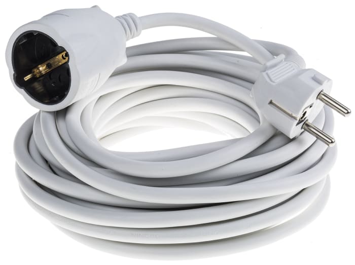 Rallonge électrique RS PRO 10m, 1 prise Type F - Schuko allemand, 250 V, 16A