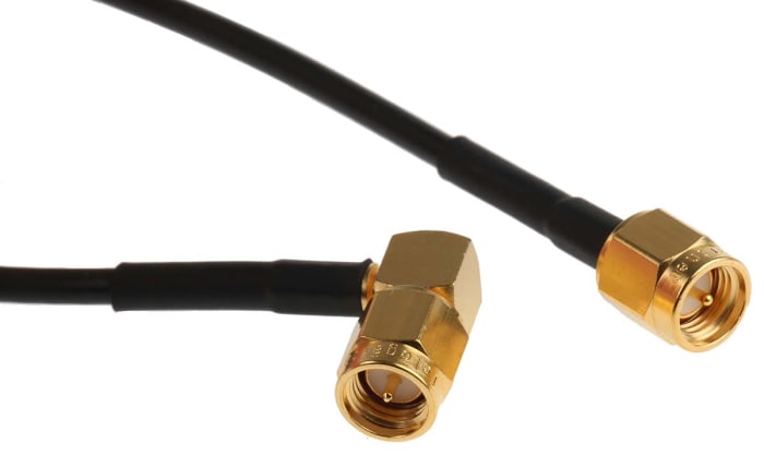 Câble coaxial Telegartner, RG174, SMA, / SMA, 500mm, Noir