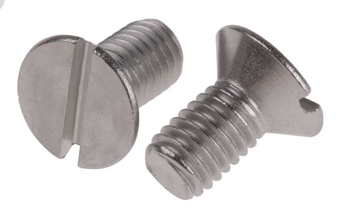 RS PRO Slot M5 Countersunk A2 304 Stainless Steel Machine Screws DIN 963 x 10.0mm