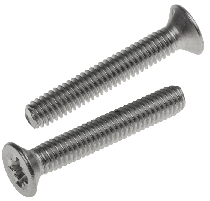 RS PRO Pozidriv Countersunk Stainless Steel Machine Screw 25.0 mm M4