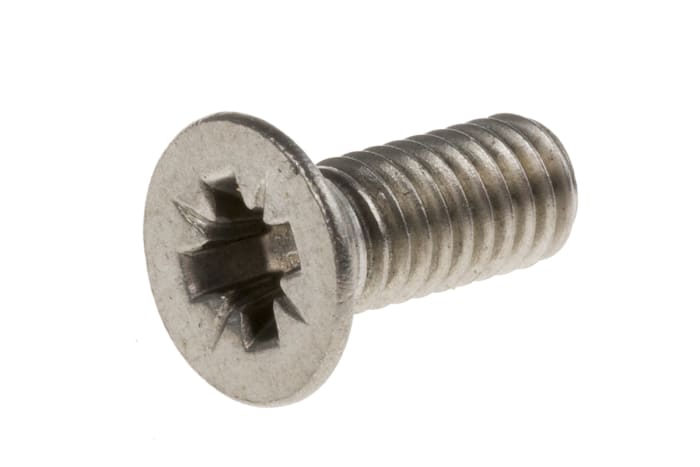 RS PRO Pozi M4 Countersunk A4 316 Stainless Steel Machine Screws DIN 965 x 10.0mm