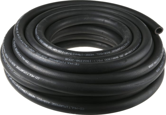 RS PRO NBR, Hose Pipe, 19mm ID, 29mm OD, Black, 25m
