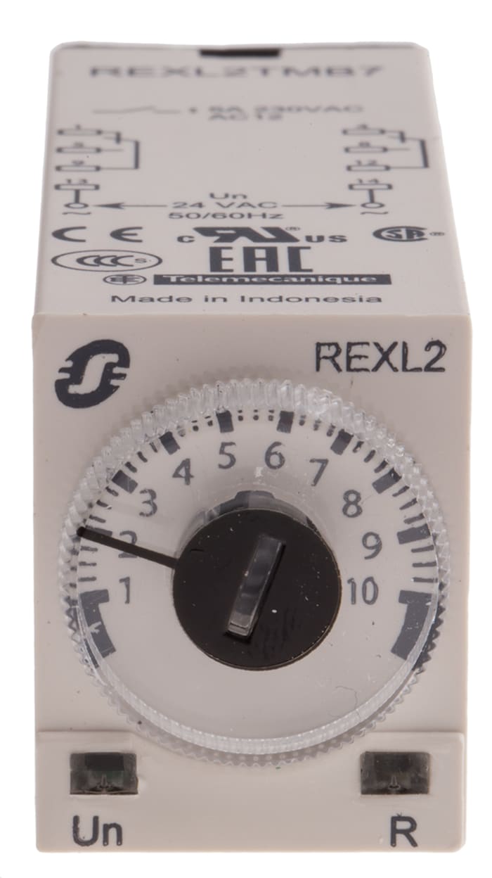 Schneider Electric Harmony Time Series Plug In Timer Relay, 24V ac, 2-Contact, 0.1 s → 100h