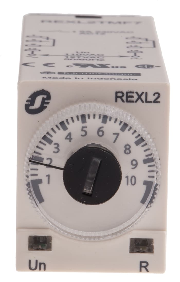 Schneider Electric Harmony Time Series Plug In Timer Relay, 110V ac, 2-Contact, 0.1 s → 100h