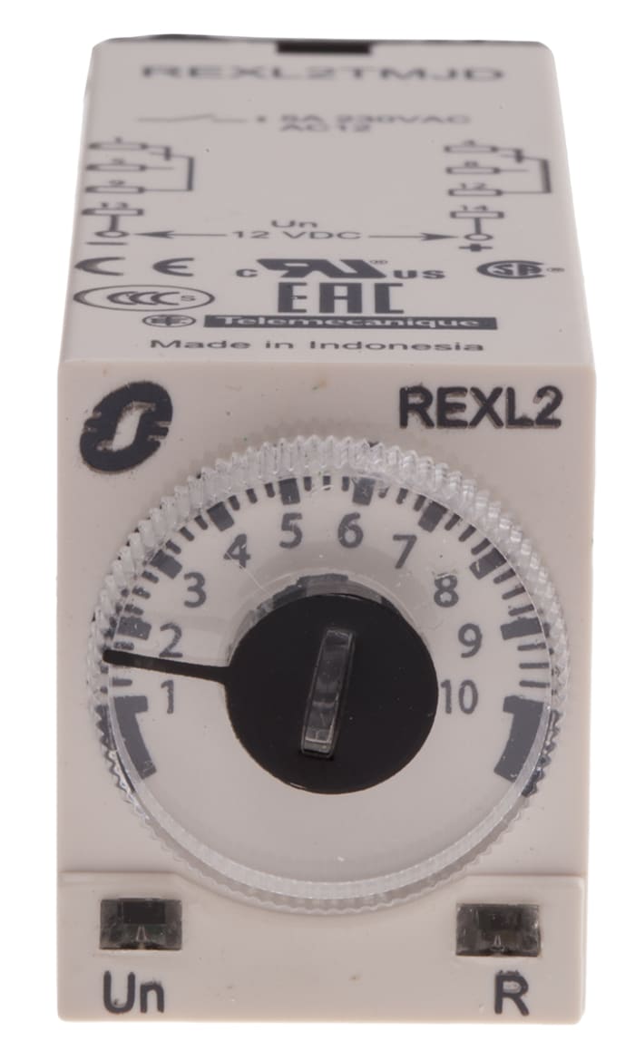Schneider Electric Harmony Time Series Plug In Timer Relay, 12V dc, 2-Contact, 0.1 s → 100h