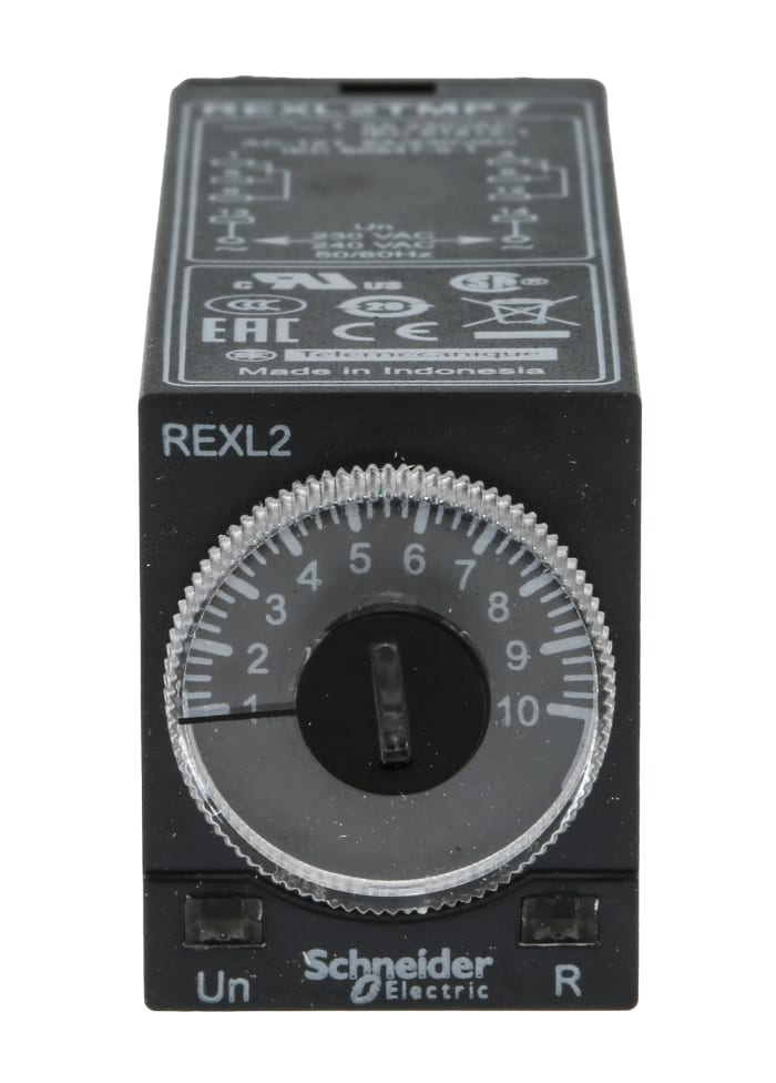 Schneider Electric Harmony Time Series Plug In Timer Relay, 230V ac, 2-Contact, 0.1 → 1h, 1-Function, DPDT