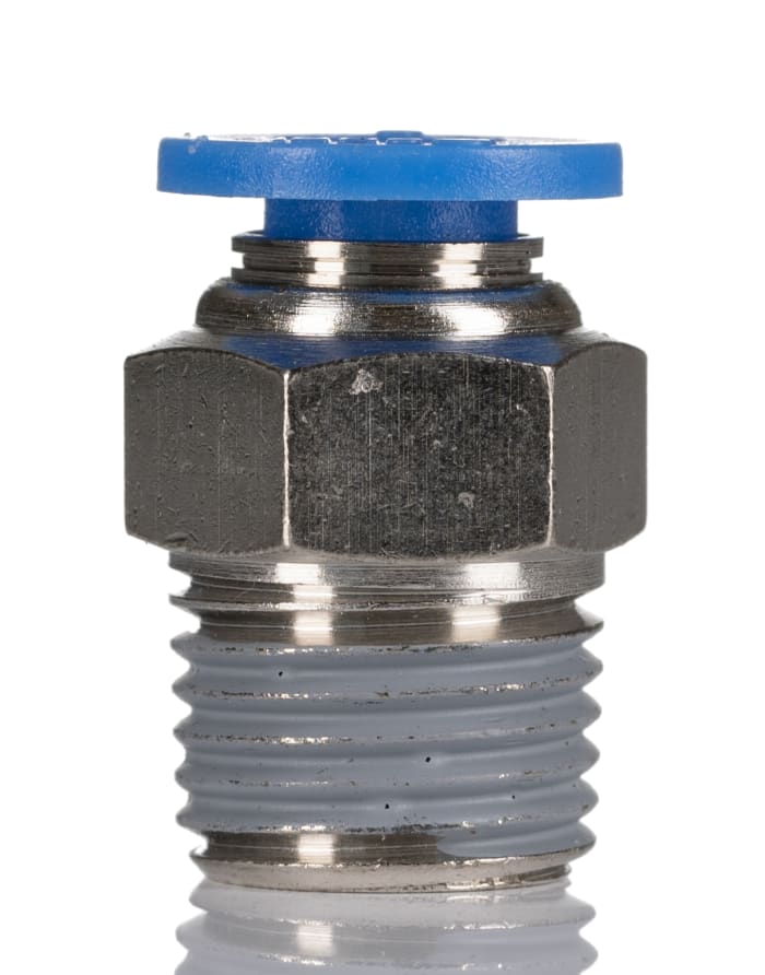 RS PRO Straight Threaded Adaptor, R 1/8 to Push In 8 mm, Threaded-to-Tube Connection Style