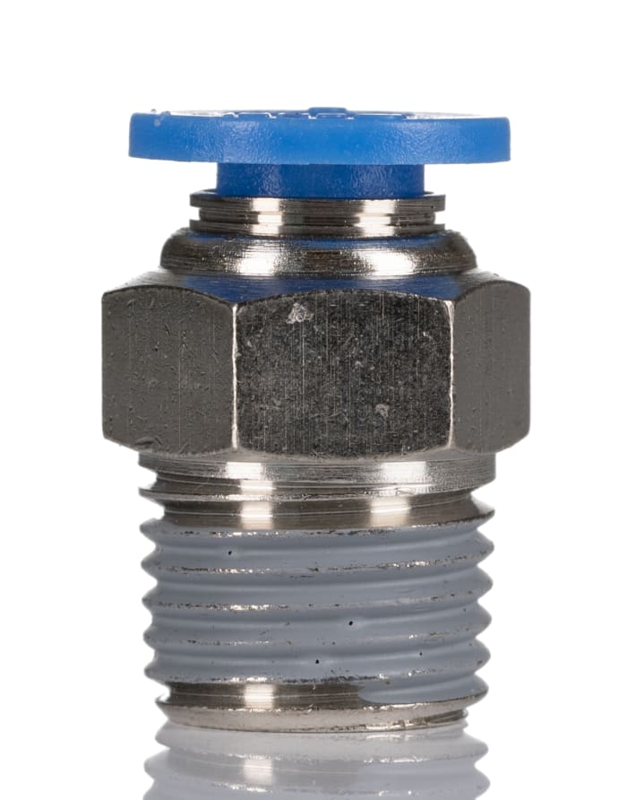 RS PRO Straight Threaded Adaptor, R 1/4 to Push In 6 mm, Threaded-to-Tube Connection Style