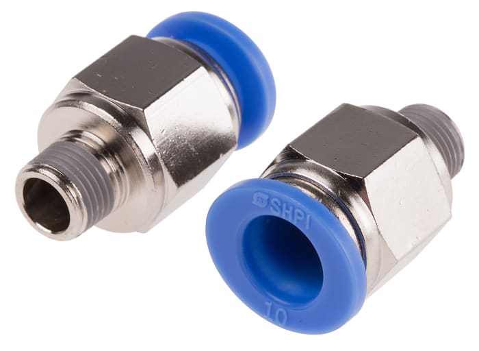RS PRO Straight Threaded Adaptor, R 1/8 Male to Push In 10 mm, Threaded-to-Tube Connection Style