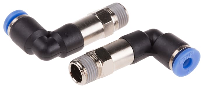 Adaptateur fileté coudé RS PRO vers Enfichable 4 mm R 1/8 Mâle