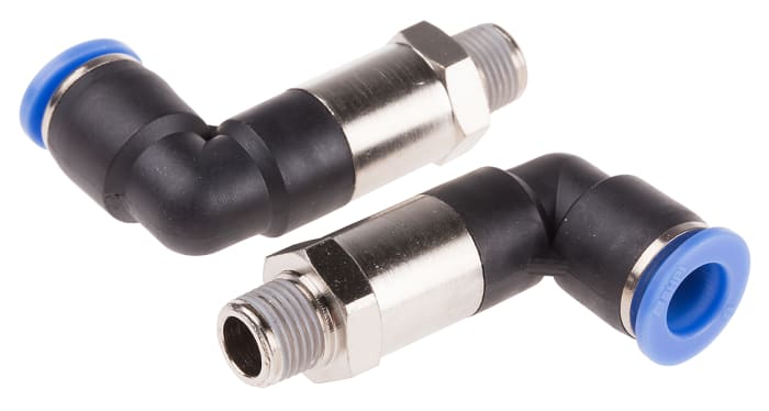 RS PRO Elbow Threaded Adaptor, R 1/8 Male to Push In 8 mm, Threaded-to-Tube Connection Style