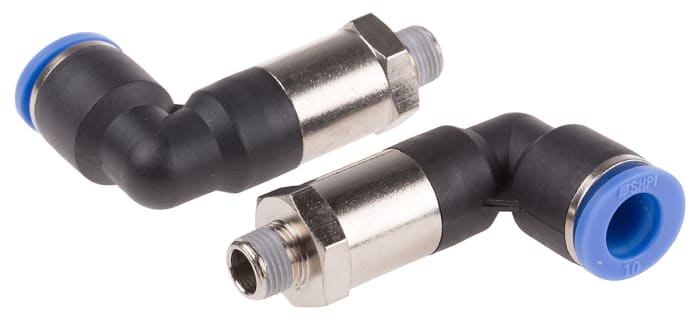RS PRO Elbow Threaded Adaptor, R 1/8 Male to Push In 10 mm, Threaded-to-Tube Connection Style