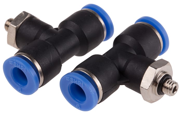RS PRO Tee Threaded Adaptor, Push In 6 mm to Push In 6 mm, Threaded-to-Tube Connection Style