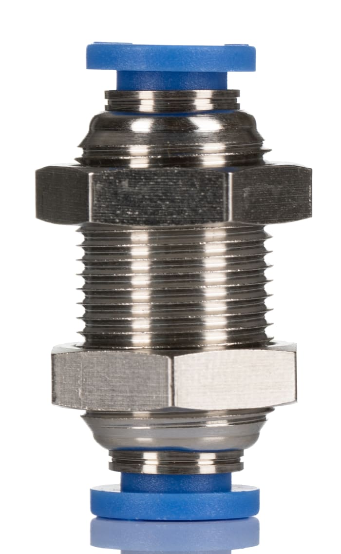 RS PRO Bulkhead Tube-to-Tube Adaptor, Push In 8 mm to Push In 8 mm, Tube-to-Tube Connection Style