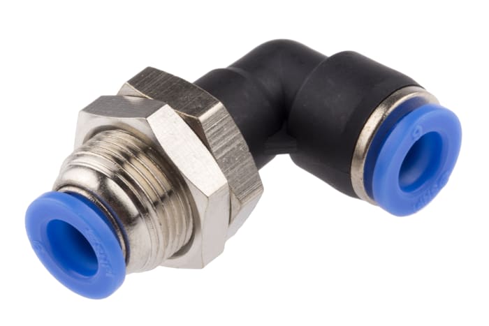 RS PRO Bulkhead Tube-to-Tube Adaptor, Push In 6 mm to Push In 6 mm, Tube-to-Tube Connection Style