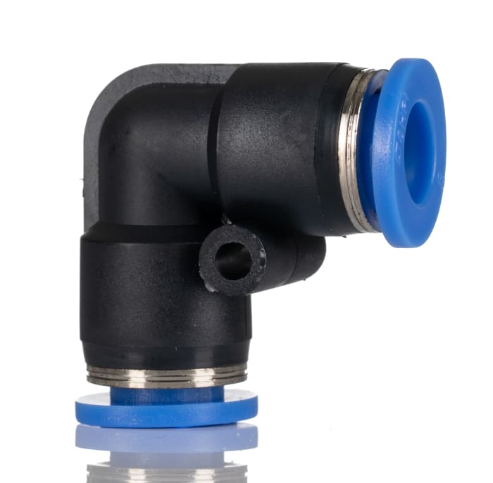 RS PRO Elbow Tube-toTube Adaptor, Push In 8 mm to Push In 8 mm, Tube-to-Tube Connection Style