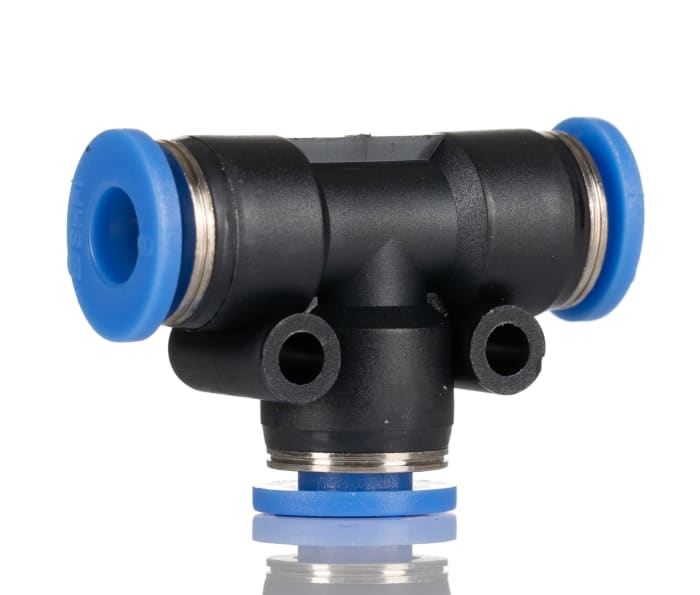 RS PRO Tee Tube-to-Tube Adaptor Push In 10 mm, Push In 10 mm to Push In 10 mm, Tube-to-Tube Connection Style