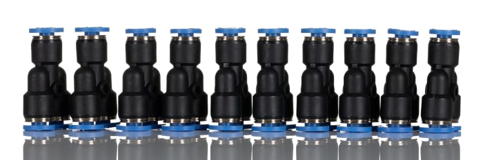 RS PRO Y Tube-to-Tube Adaptor, Push In 10 mm to Push In 10 mm, Tube-to-Tube Connection Style