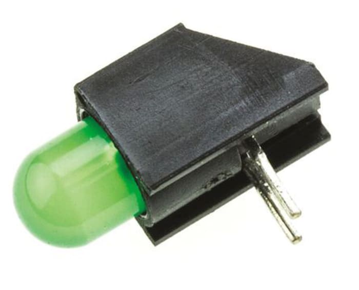 Dialight 550-2207F, Green Right Angle PCB LED Indicator 5mm (T-1 3/4), Through Hole