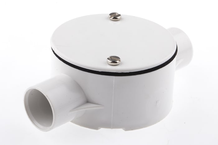 RS PRO Through Box, Conduit Fitting, (Dia) 20mm Nominal Size, PVC, White