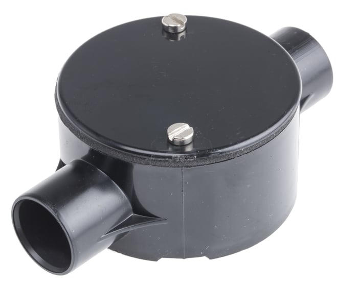 RS PRO Through Box, Conduit Fitting, (Dia) 20mm Nominal Size, PVC, Black