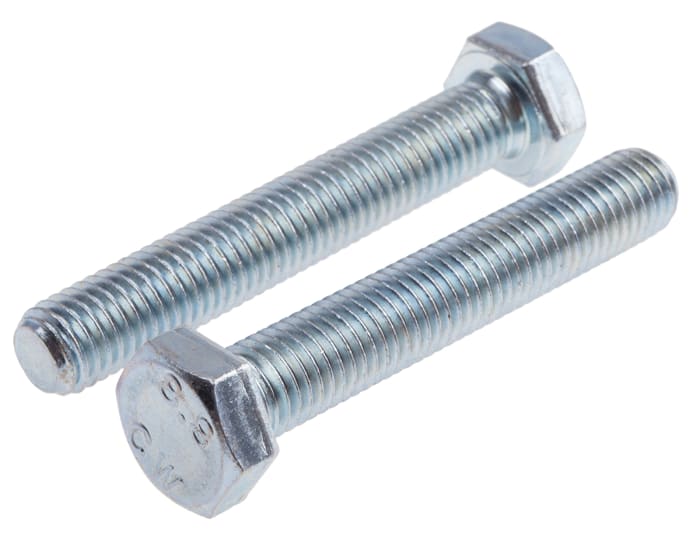 RS PRO Bright Zinc Steel, Hex Bolt, M12 x 1.75 mm