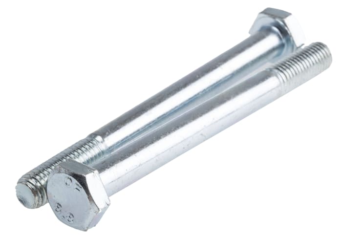 RS PRO Bright Zinc Plated Steel, Hex Bolt, M10 x 110.0mm
