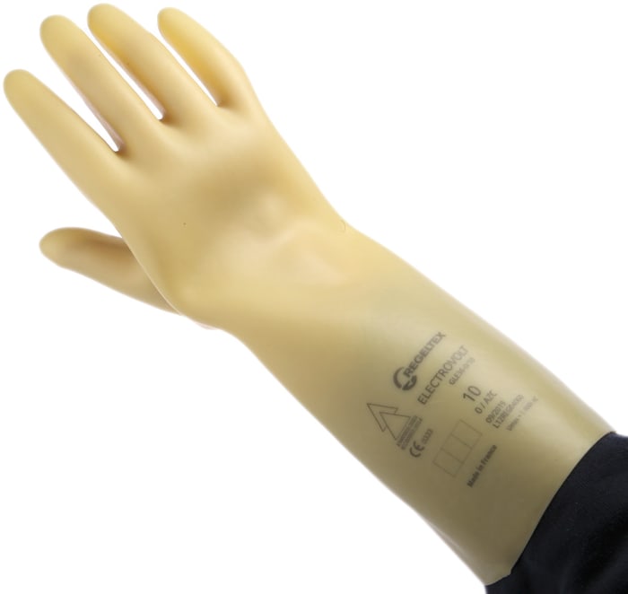 Penta Beige Latex Electrical Protection Electrical Insulating Gloves, Size 10, Latex Coating