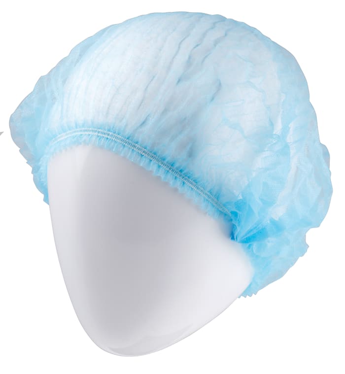 RS PRO Blue Disposable Hair Cap for Food Industry, Industrial Use, One-Size, Mob Cap Type, Non-Metal Detectable, 500