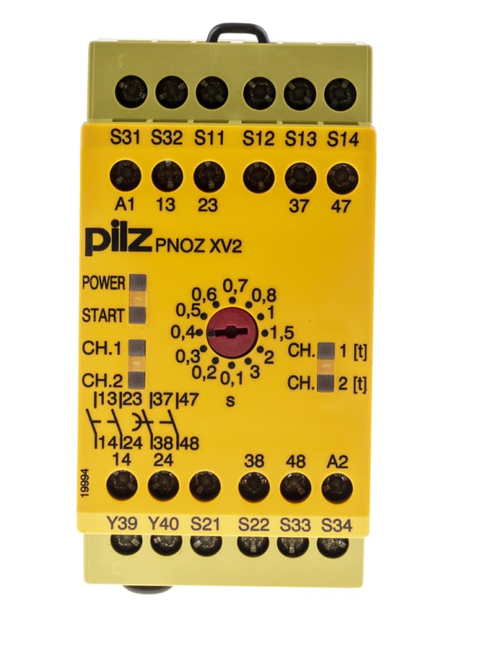 Pilz PNOZ X PNOZ XV2 Emergency Stop Safety Relay, 24V dc, Dual-Channel, 2 Safety Contacts